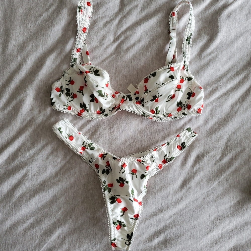 For Love and Lemons Love Song Rosebud Bra and Thong
